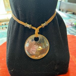 Necklace with silvertone medallion